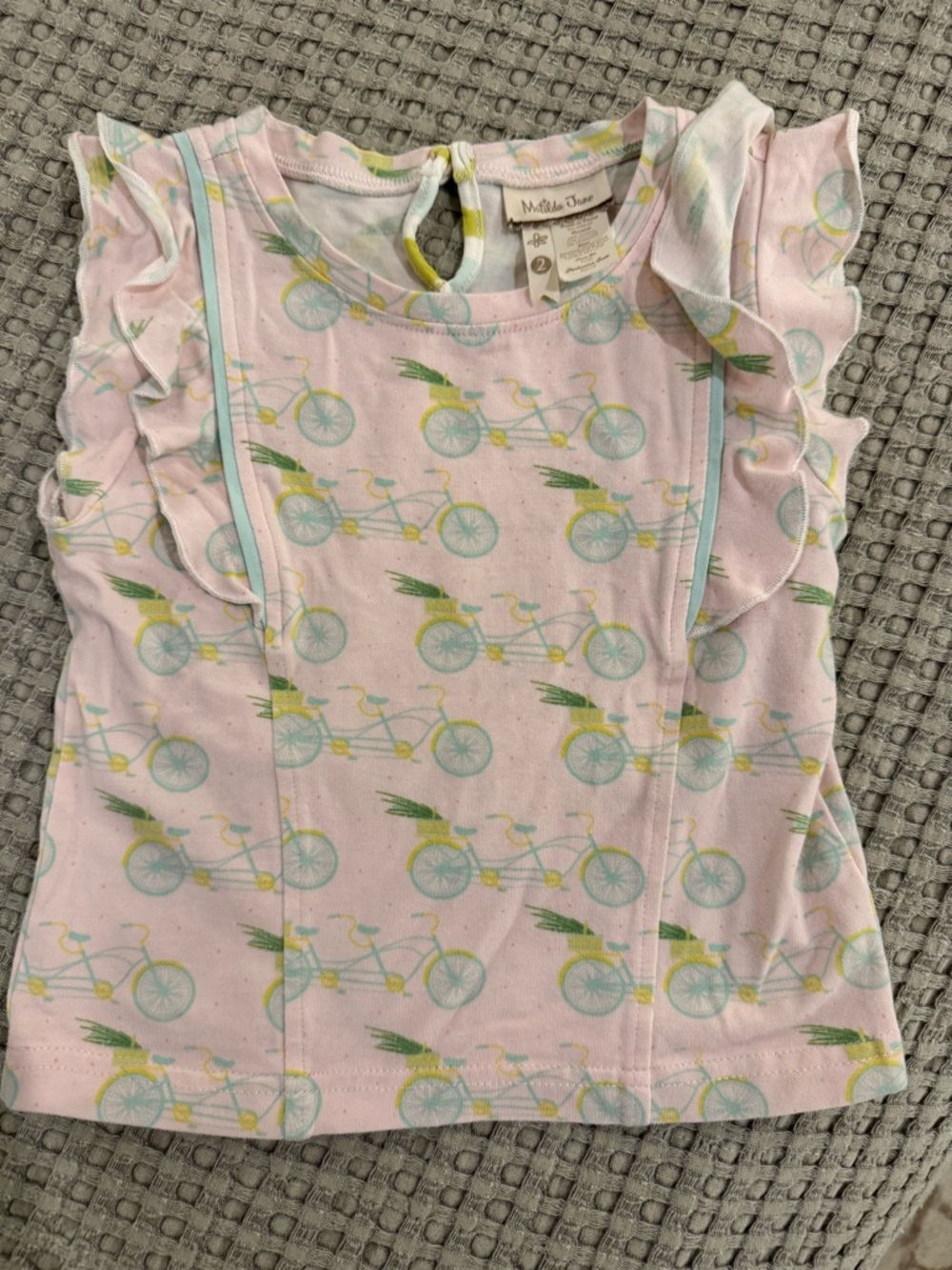 Matilda Jane Light Pink Bicycle Tank Top with Mint Accents
